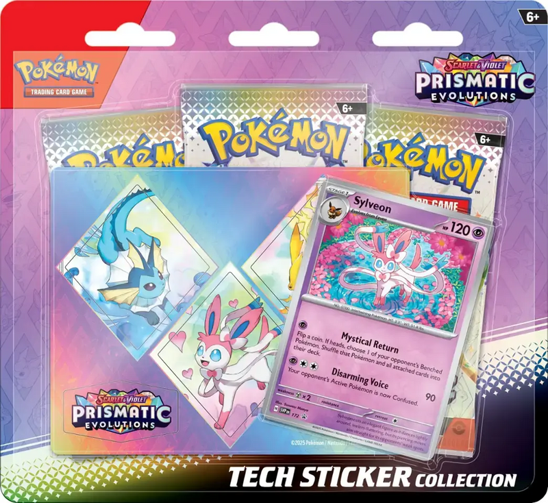 POKEMON - PRISMATIC EVOLUTIONS - TECH STICKER COLLECTION (JANUARY 17, 2025) ** LIMIT 2 OF ANYTHING PRISMATIC EVOLUTIONS PER PERSON **