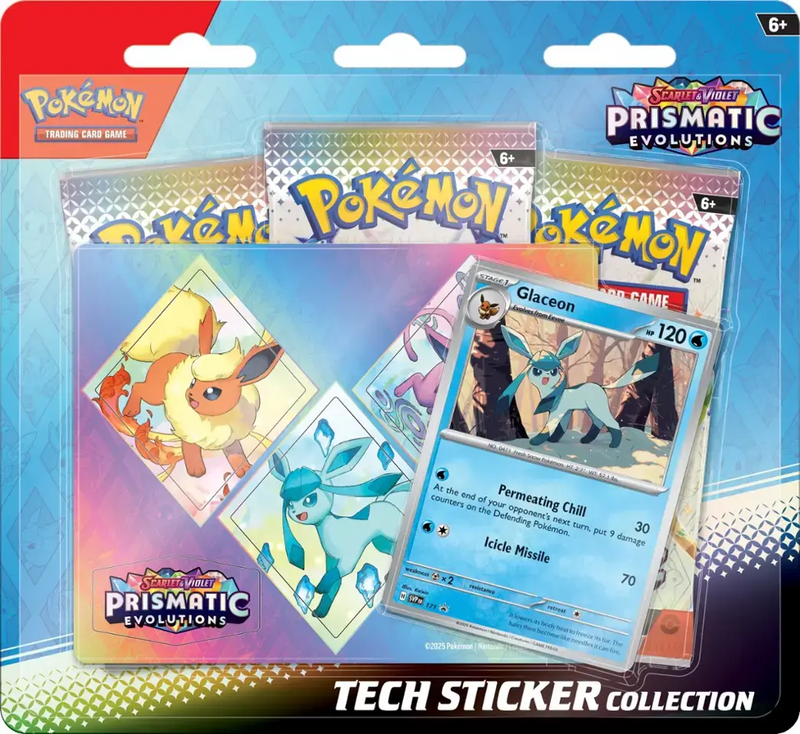 POKEMON - PRISMATIC EVOLUTIONS - TECH STICKER COLLECTION (JANUARY 17, 2025) ** LIMIT 2 OF ANYTHING PRISMATIC EVOLUTIONS PER PERSON **